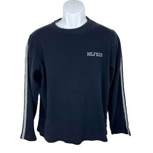 Tommy Hilfiger Sweater Men Small Black Crew Neck Waffle Knit L/S Pullover